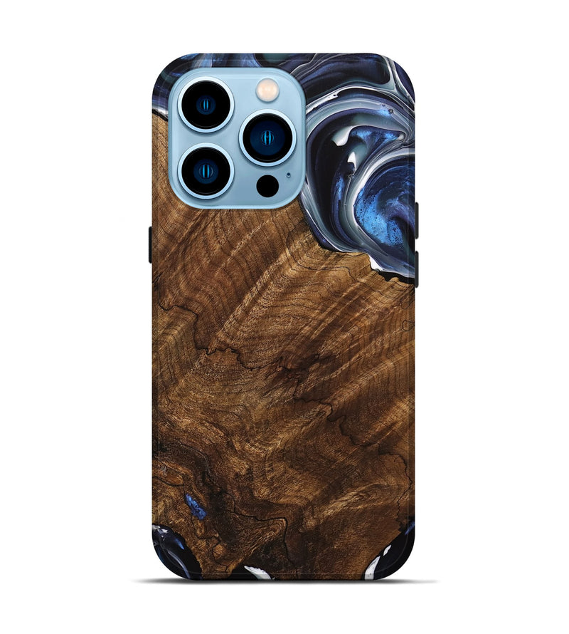 iPhone 14 Pro Wood Live Edge Phone Case - Abbey (Blue, 740887)