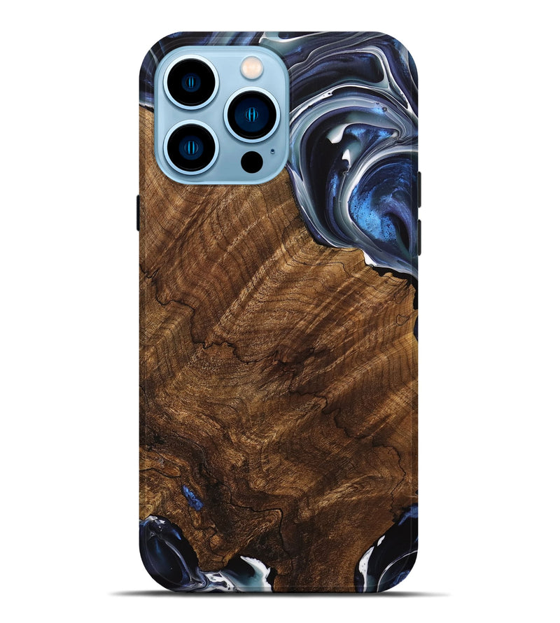 iPhone 14 Pro Max Wood Live Edge Phone Case - Abbey (Blue, 740887)