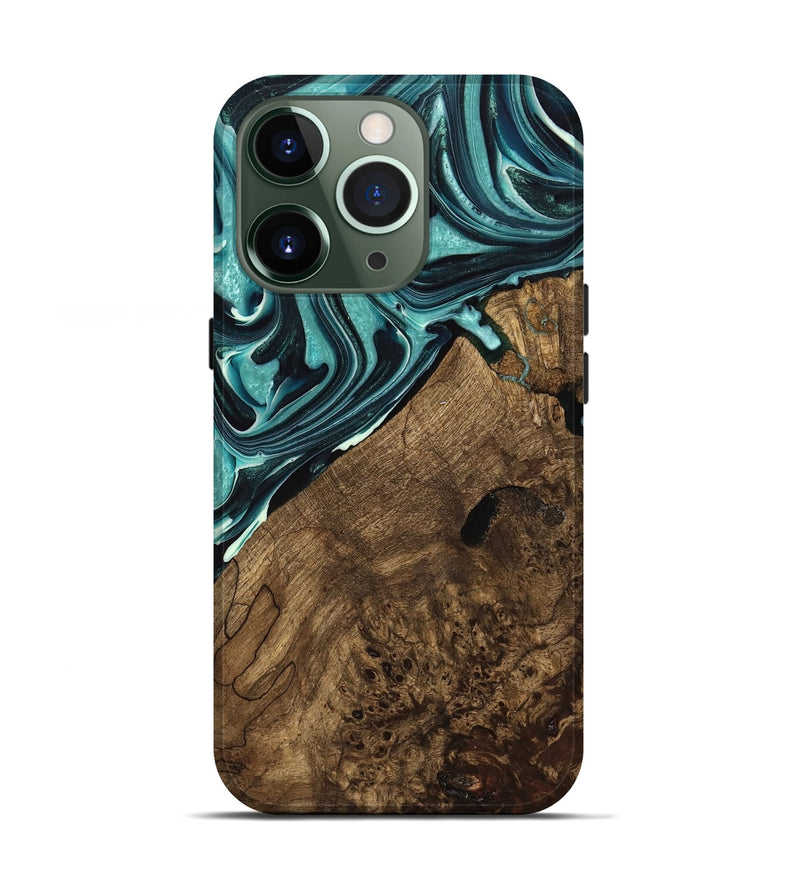 iPhone 13 Pro Wood Live Edge Phone Case - Miya (Green, 740892)