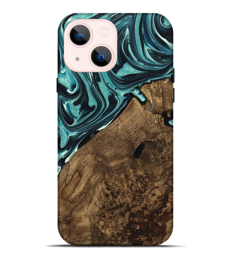 iPhone 14 Plus Wood Live Edge Phone Case - Miya (Green, 740892)