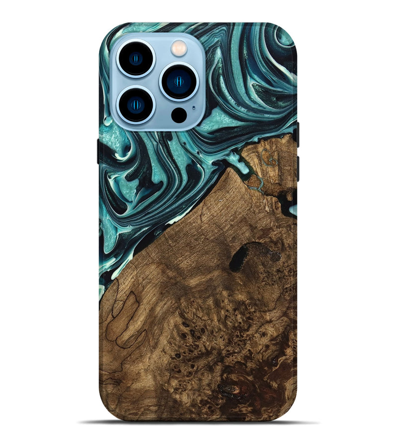 iPhone 14 Pro Max Wood Live Edge Phone Case - Miya (Green, 740892)