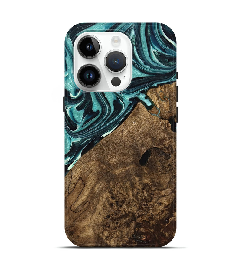 iPhone 15 Pro Wood Live Edge Phone Case - Miya (Green, 740892)