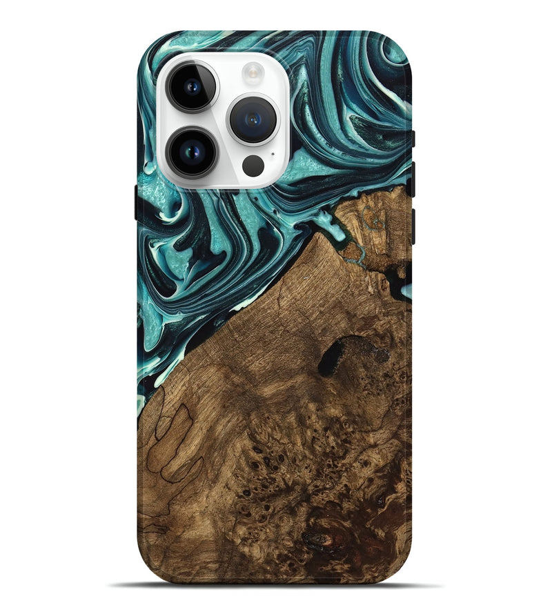 iPhone 15 Pro Max Wood Live Edge Phone Case - Miya (Green, 740892)