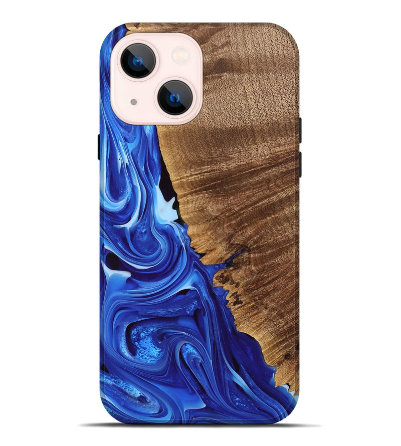 iPhone 14 Plus Wood Live Edge Phone Case - Perl (Blue, 740893)