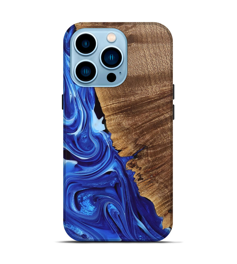 iPhone 14 Pro Wood Live Edge Phone Case - Perl (Blue, 740893)