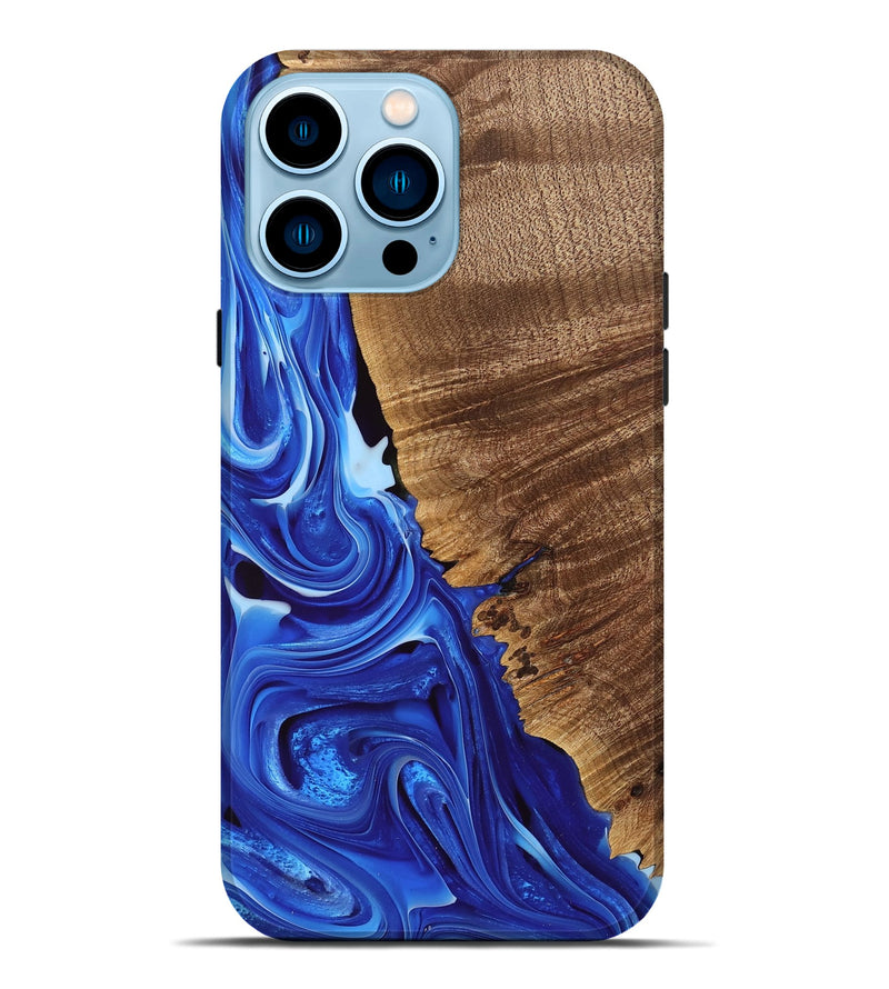 iPhone 14 Pro Max Wood Live Edge Phone Case - Perl (Blue, 740893)