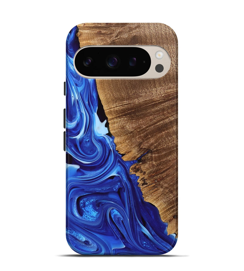 Pixel 9 Pro Wood Live Edge Phone Case - Perl (Blue, 740893)