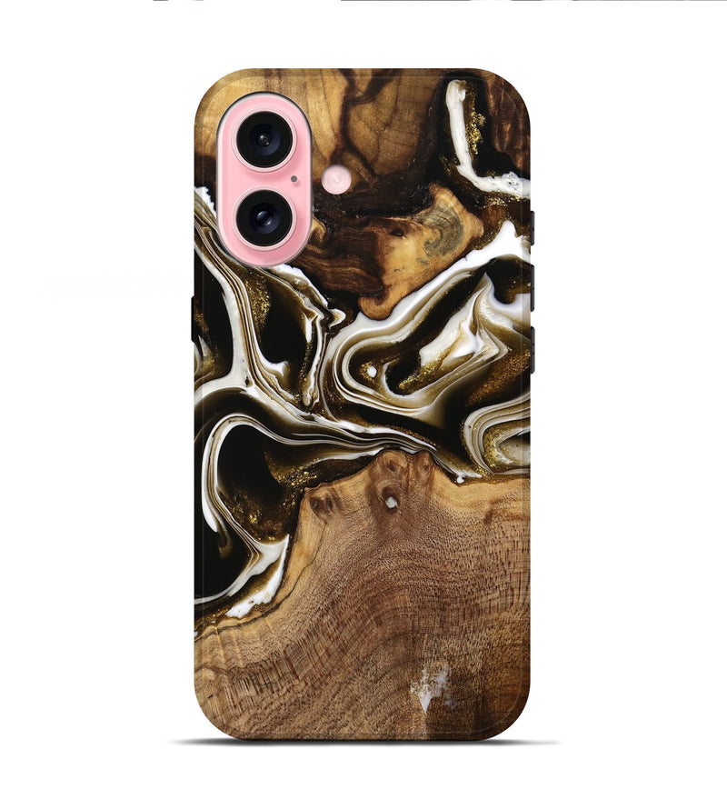 iPhone 16 Wood Live Edge Phone Case - Blaine (Black & White, 740895)