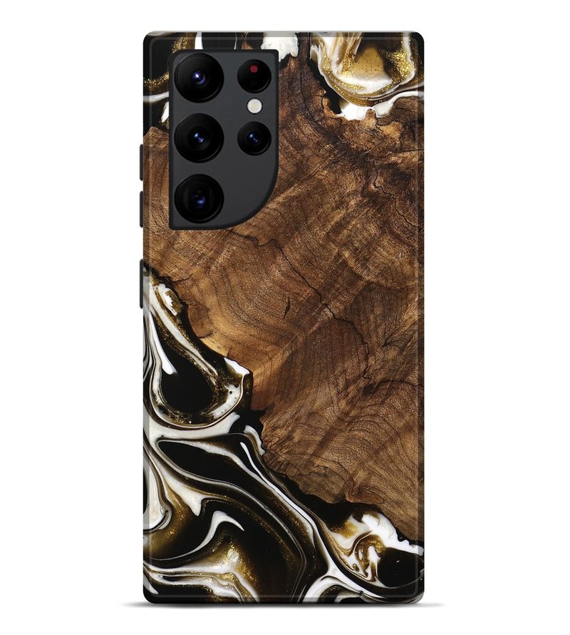 Galaxy S22 Ultra Wood Live Edge Phone Case - Daniela (Black & White, 740896)