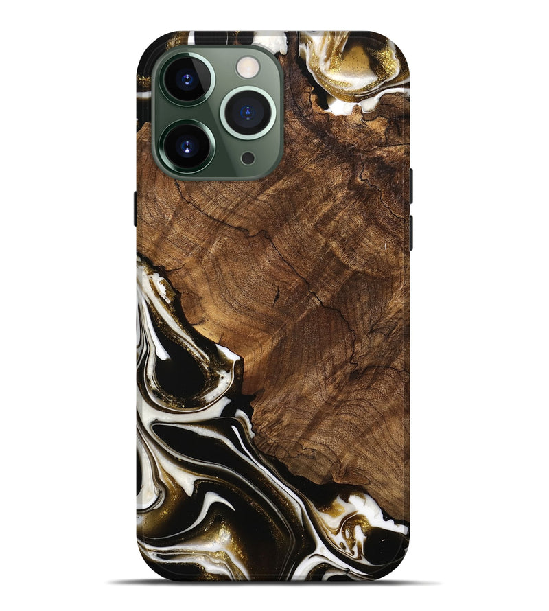 iPhone 13 Pro Max Wood Live Edge Phone Case - Daniela (Black & White, 740896)