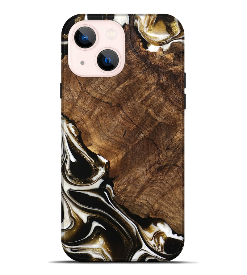 iPhone 14 Plus Wood Live Edge Phone Case - Daniela (Black & White, 740896)