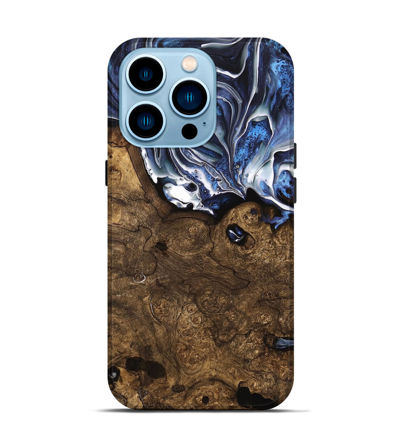 iPhone 14 Pro Wood Live Edge Phone Case - Khanh (Blue, 740898)