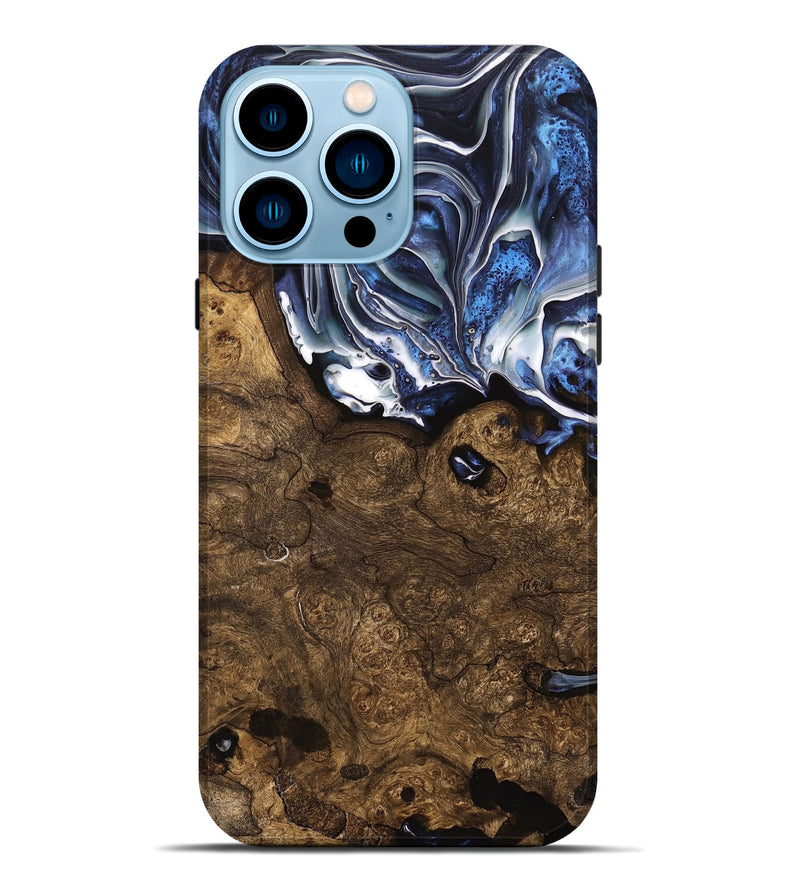 iPhone 14 Pro Max Wood Live Edge Phone Case - Khanh (Blue, 740898)