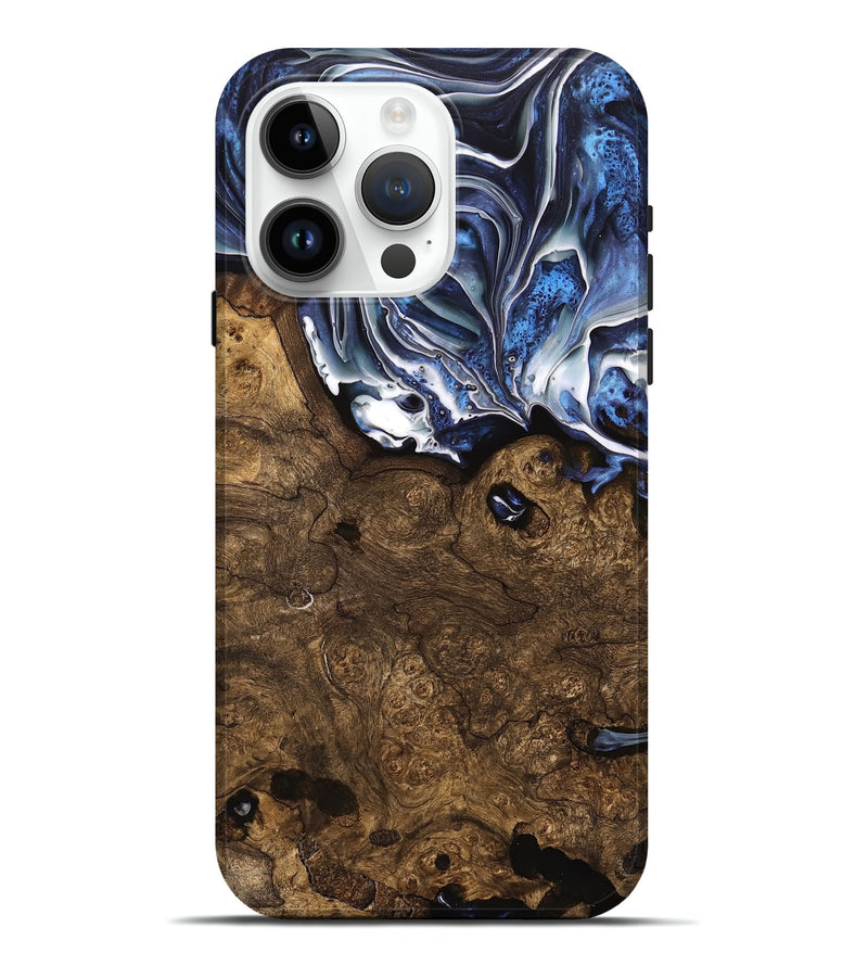 iPhone 15 Pro Max Wood Live Edge Phone Case - Khanh (Blue, 740898)