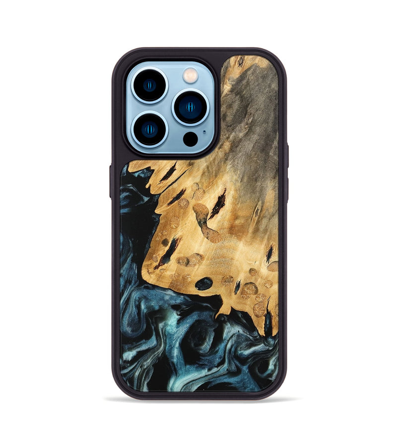 iPhone 14 Pro Wood Phone Case - Briny (Blue, 740907)