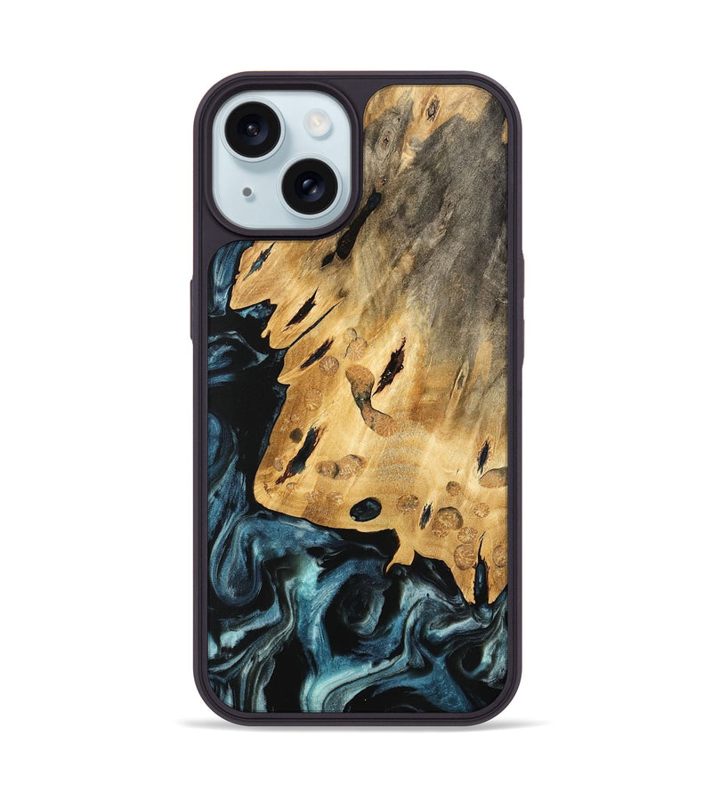 iPhone 15 Wood Phone Case - Briny (Blue, 740907)