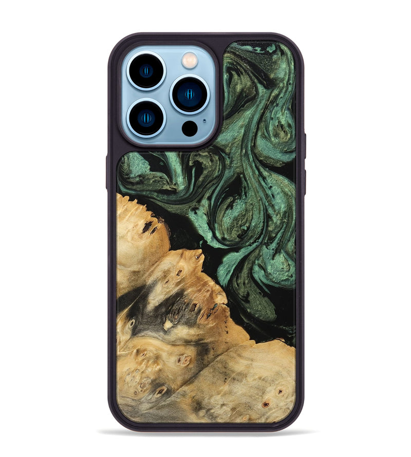 iPhone 14 Pro Max Wood Phone Case - Sophey (Green, 740948)