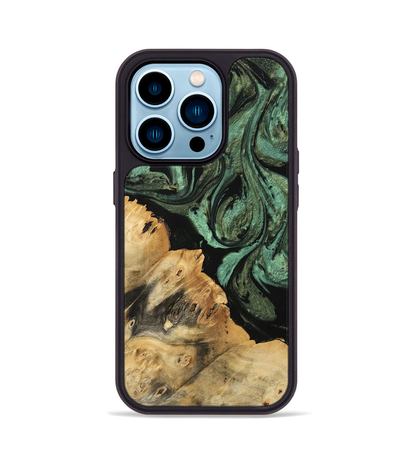 iPhone 14 Pro Wood Phone Case - Sophey (Green, 740948)