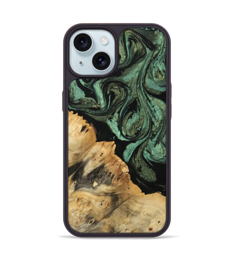 iPhone 15 Wood Phone Case - Sophey (Green, 740948)