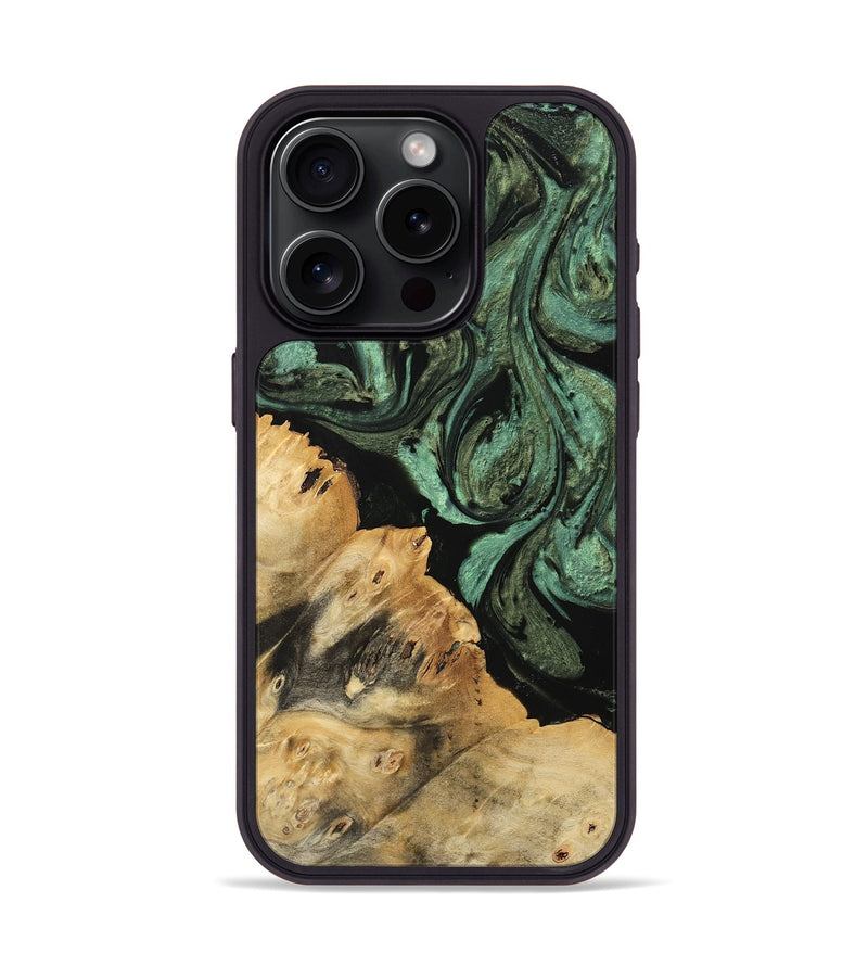 iPhone 15 Pro Wood Phone Case - Sophey (Green, 740948)