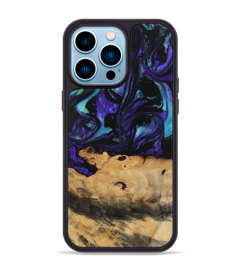 iPhone 14 Pro Max Wood Phone Case - Joyous (Purple, 740949)