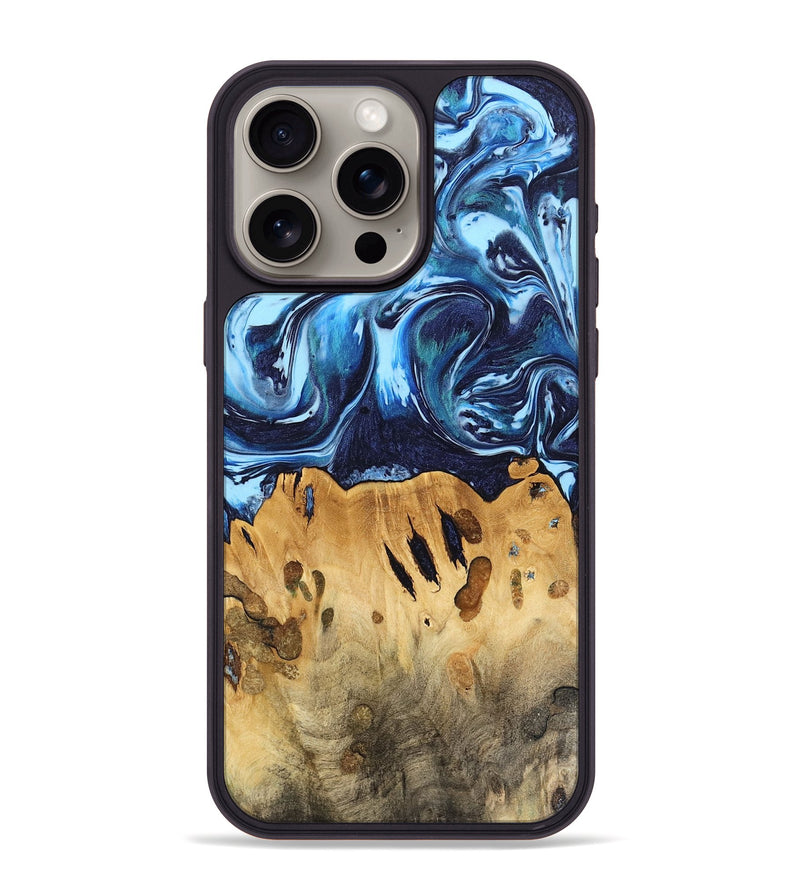 iPhone 15 Pro Max Wood Phone Case - Tresich (Blue, 740953)