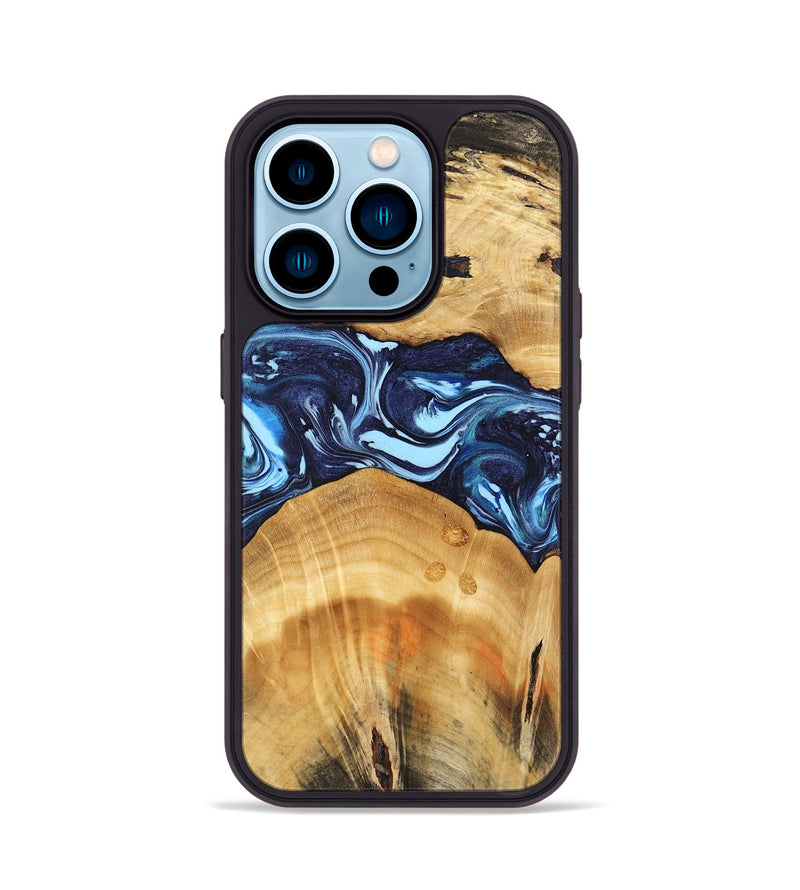 iPhone 14 Pro Wood Phone Case - Kenji (Blue, 740959)