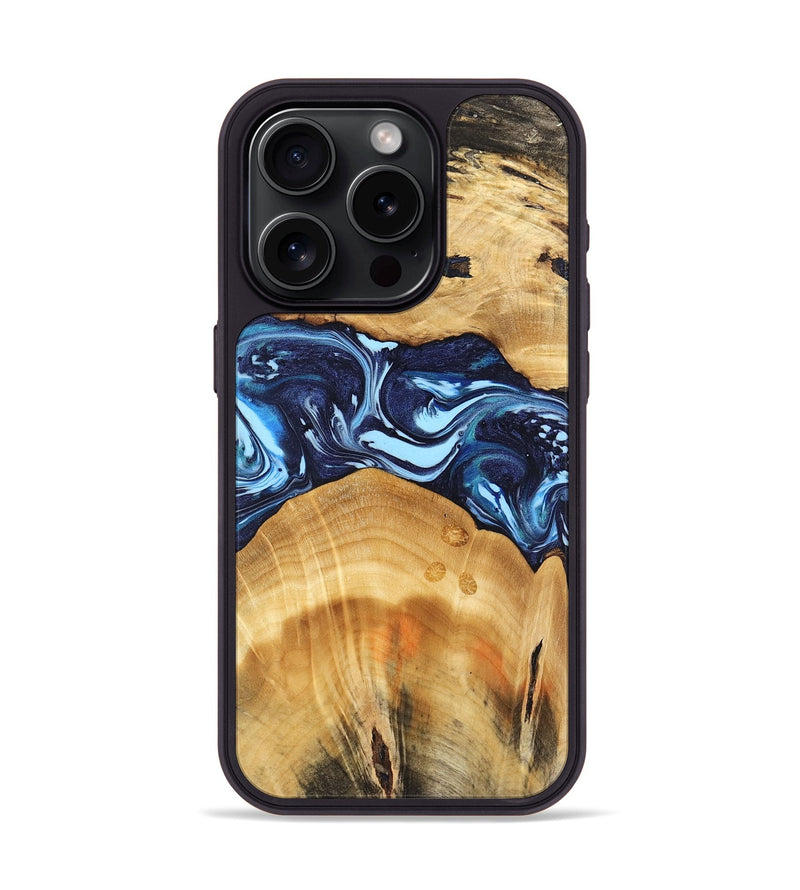 iPhone 15 Pro Wood Phone Case - Kenji (Blue, 740959)