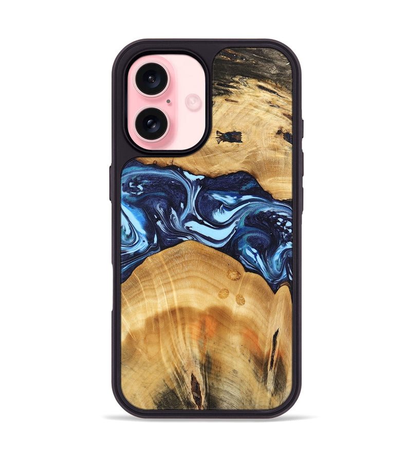 iPhone 16 Wood Phone Case - Kenji (Blue, 740959)