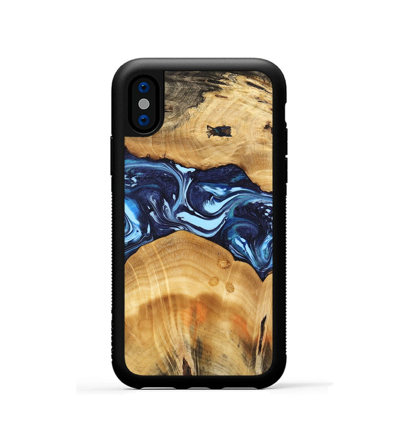 iPhone Xs Wood Phone Case - Kenji (Blue, 740959)