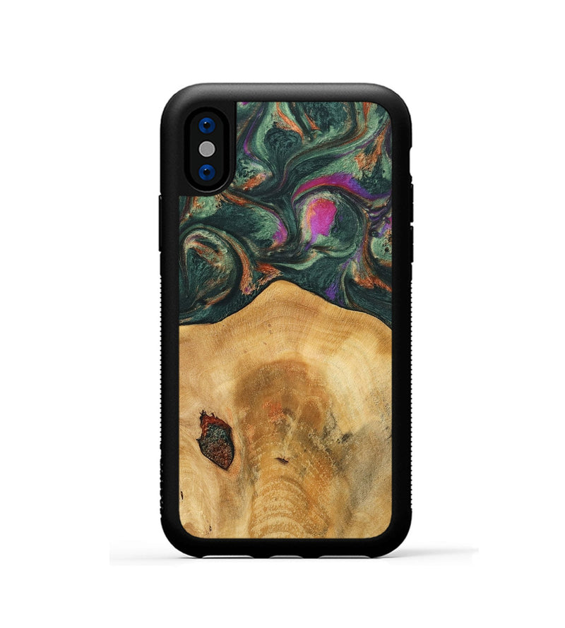 iPhone Xs Wood Phone Case - Burke (Green, 740996)