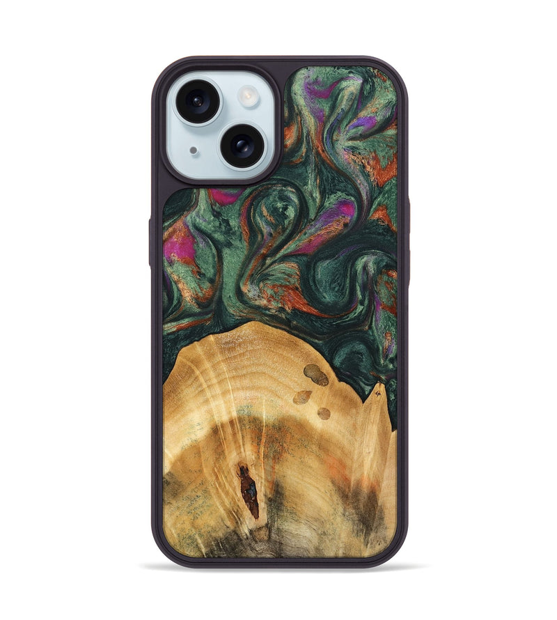 iPhone 15 Wood Phone Case - Claire (Green, 741002)