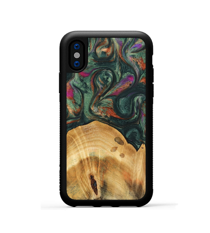 iPhone Xs Wood Phone Case - Claire (Green, 741002)