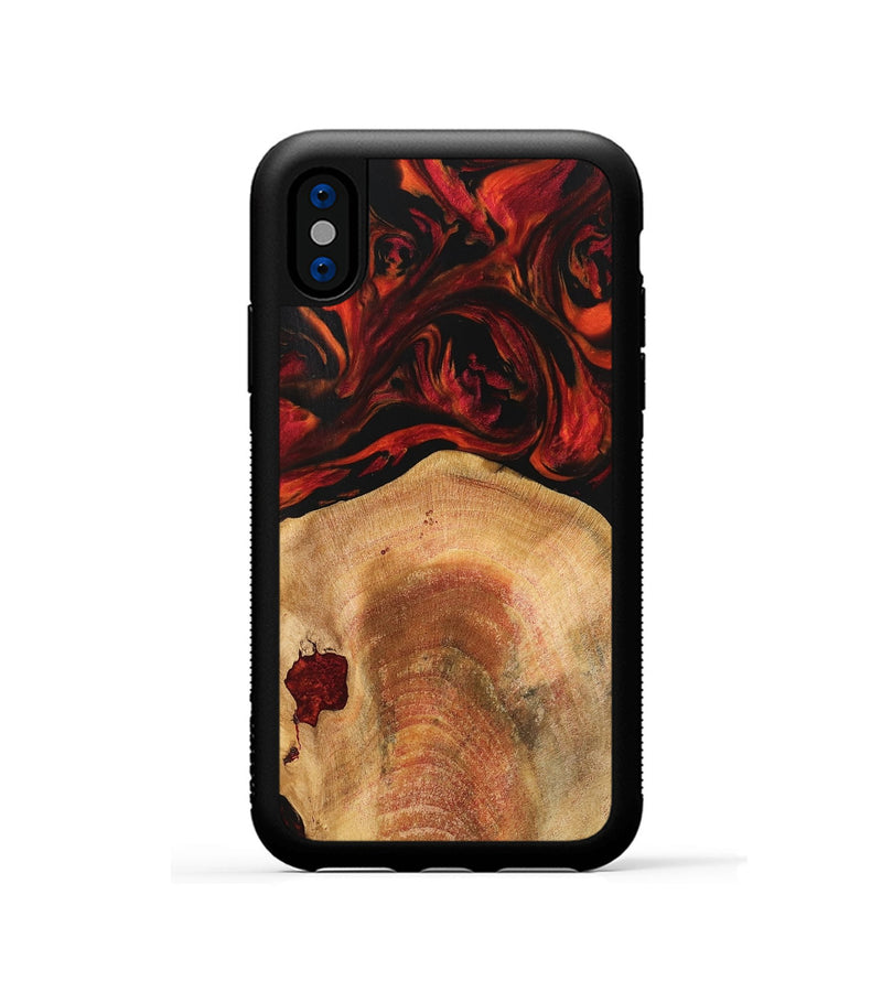 iPhone Xs Wood Phone Case - Zulema (Red, 741007)