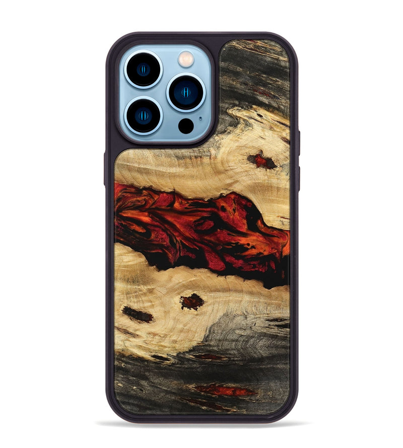 iPhone 14 Pro Max Wood Phone Case - Tuan (Red, 741024)