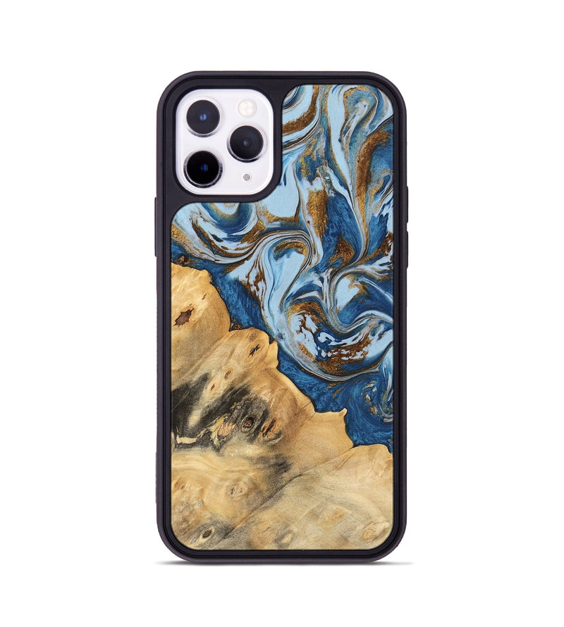 iPhone 11 Pro Wood Phone Case - Leif (Teal & Gold, 741034)