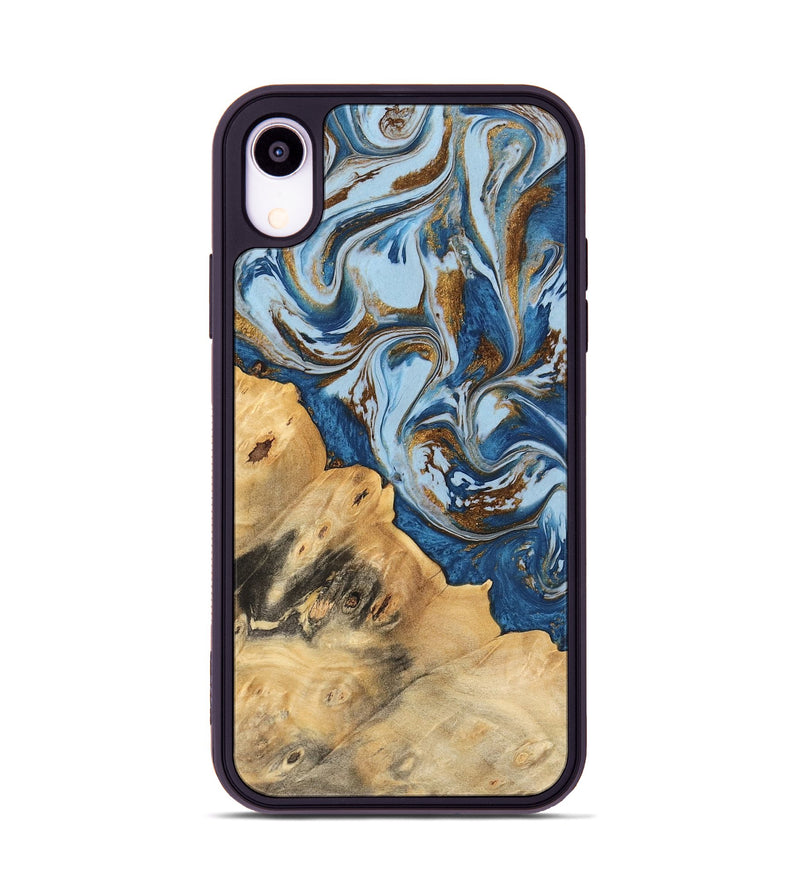 iPhone Xr Wood Phone Case - Leif (Teal & Gold, 741034)