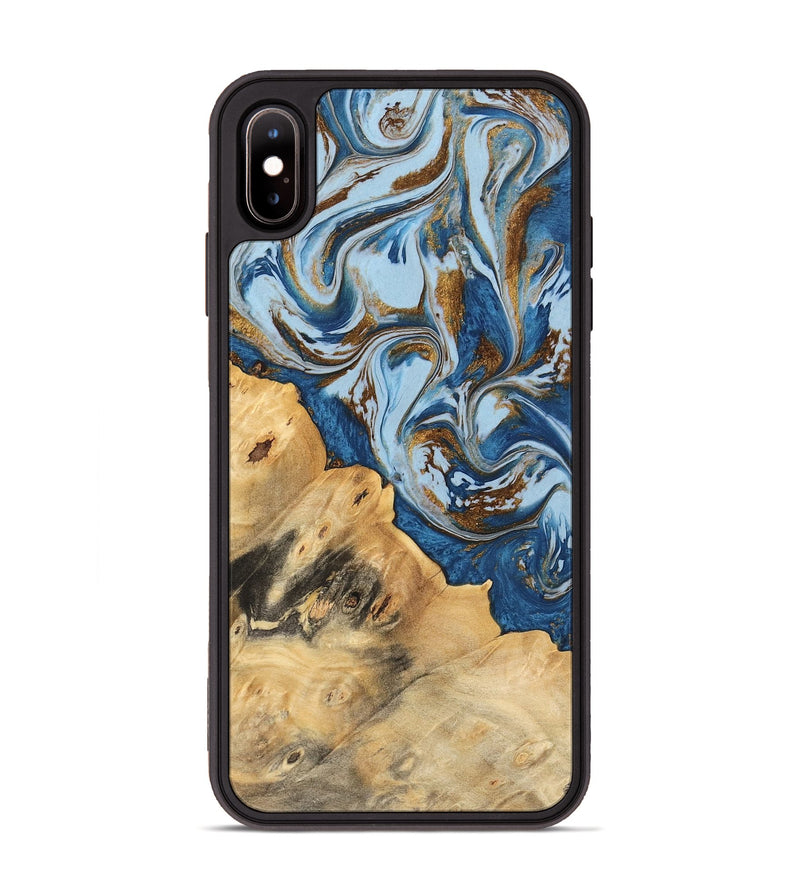 iPhone Xs Max Wood Phone Case - Leif (Teal & Gold, 741034)