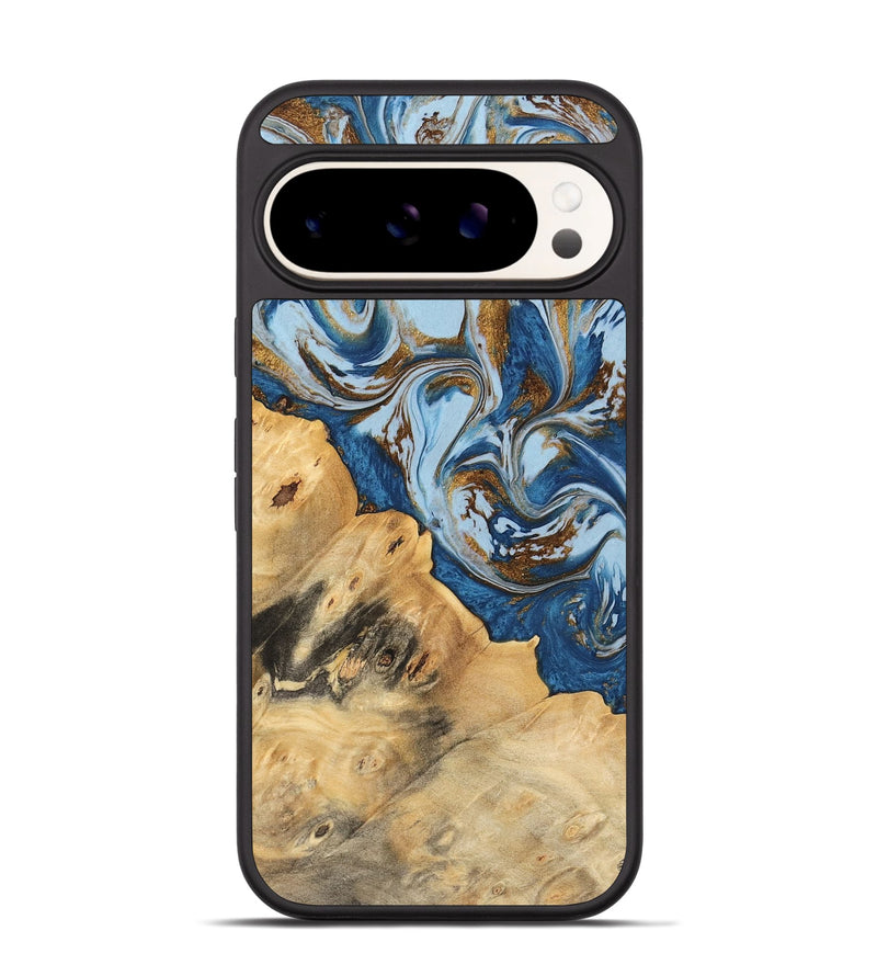 Pixel 9 Pro Wood Phone Case - Leif (Teal & Gold, 741034)