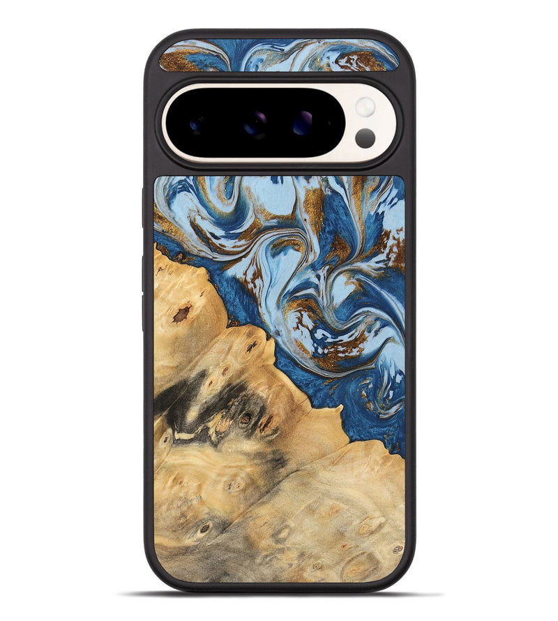 Pixel 9 Pro XL Wood Phone Case - Leif (Teal & Gold, 741034)