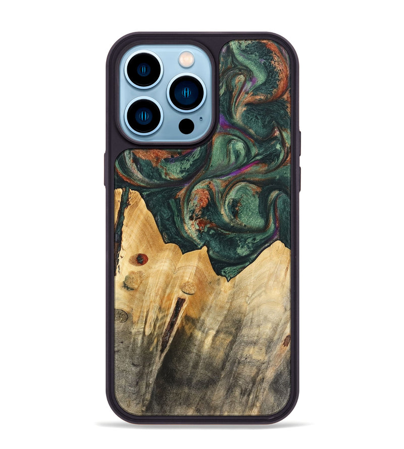 iPhone 14 Pro Max Wood Phone Case - Elliott (Green, 741035)