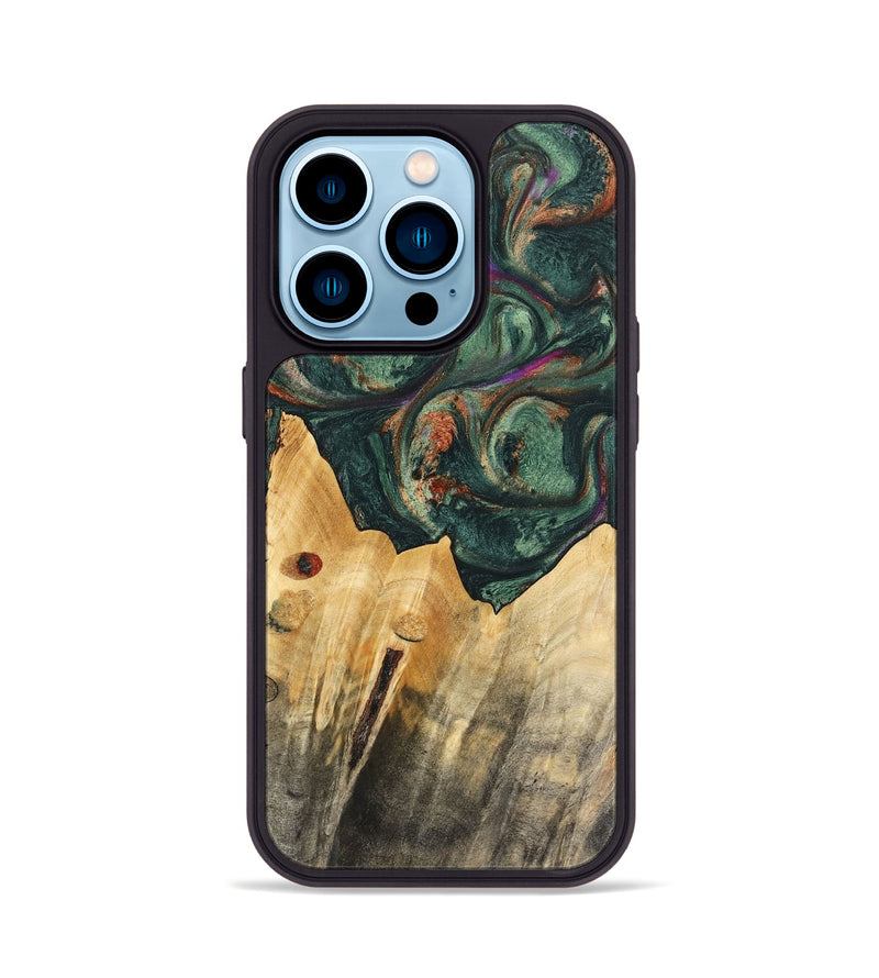 iPhone 14 Pro Wood Phone Case - Elliott (Green, 741035)