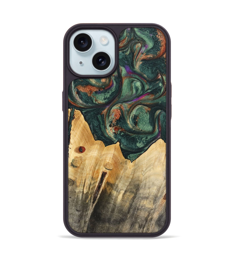 iPhone 15 Wood Phone Case - Elliott (Green, 741035)