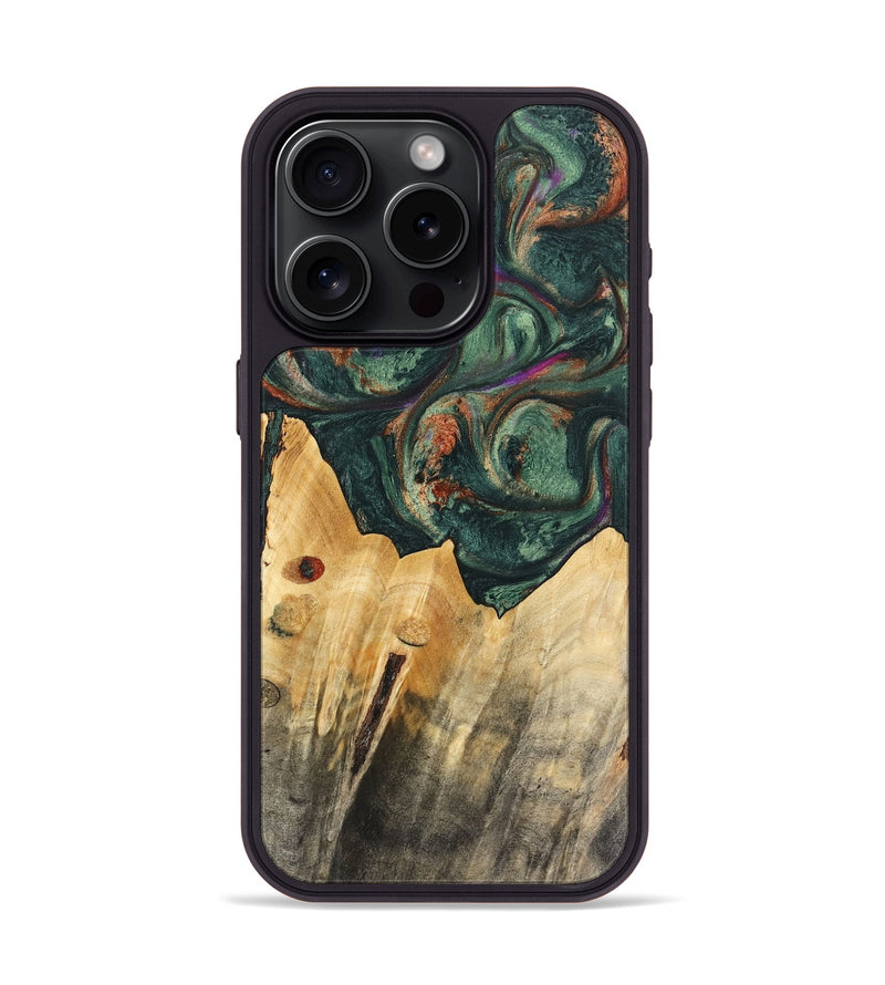 iPhone 15 Pro Wood Phone Case - Elliott (Green, 741035)