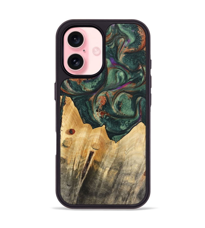 iPhone 16 Wood Phone Case - Elliott (Green, 741035)