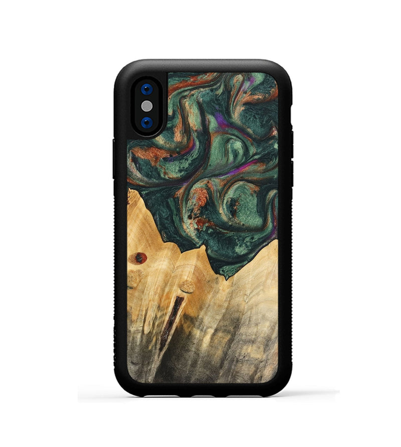 iPhone Xs Wood Phone Case - Elliott (Green, 741035)