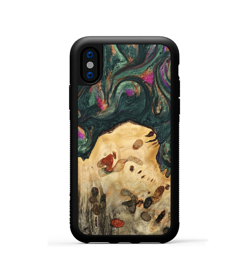 iPhone Xs Wood Phone Case - Doloris (Green, 741054)