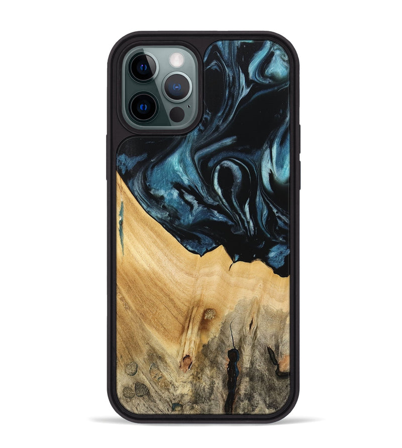 iPhone 12 Pro Max Wood Phone Case - Eliga (Blue, 741086)