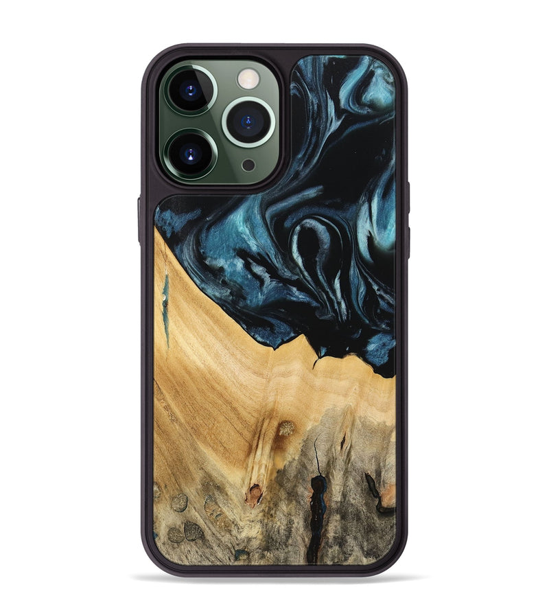 iPhone 13 Pro Max Wood Phone Case - Eliga (Blue, 741086)