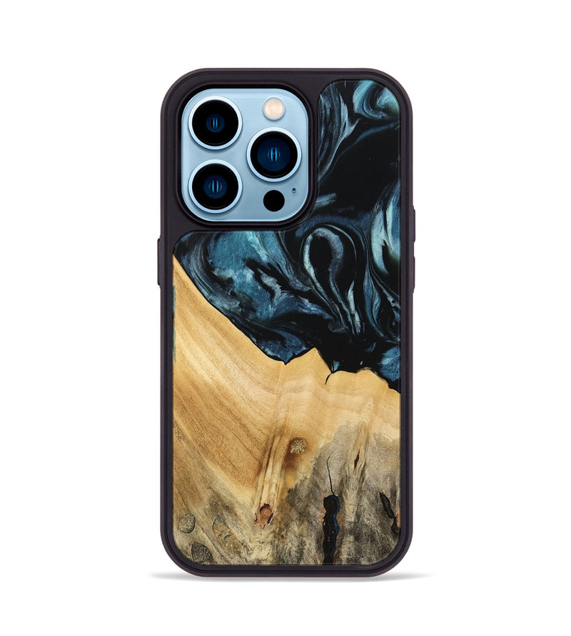 iPhone 14 Pro Wood Phone Case - Eliga (Blue, 741086)